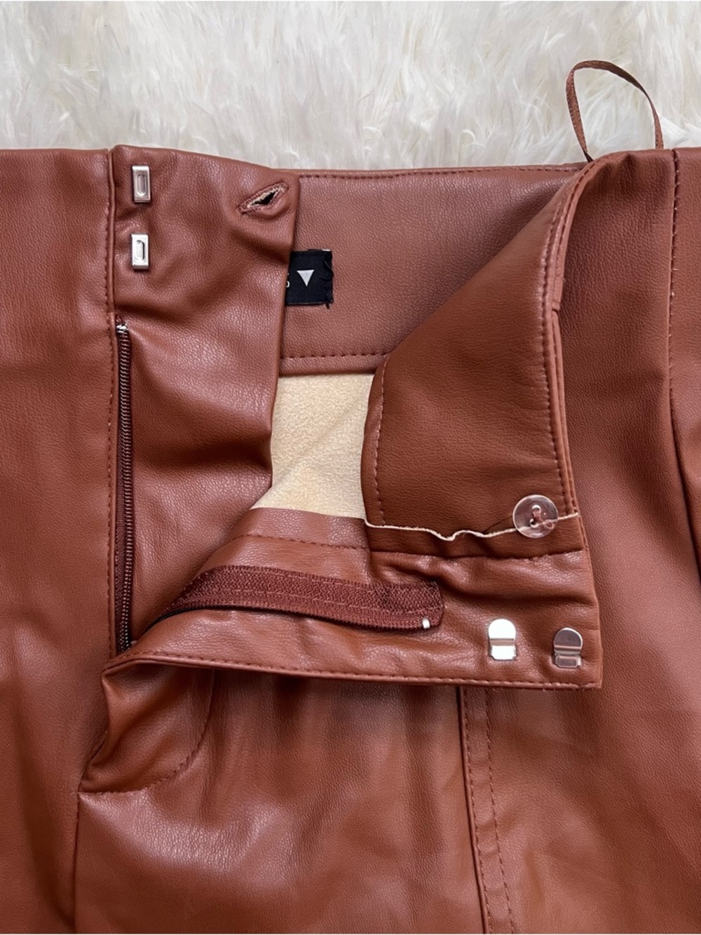 Zara Brown Faux Leather High Waisted Mini Skirt - Picture 2 of 5